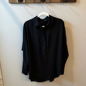 The Limited Classic Black Long Button-Up Blouse